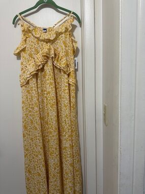 Old Navy Yellow Floral Maxi Dress with Ruffle Detail